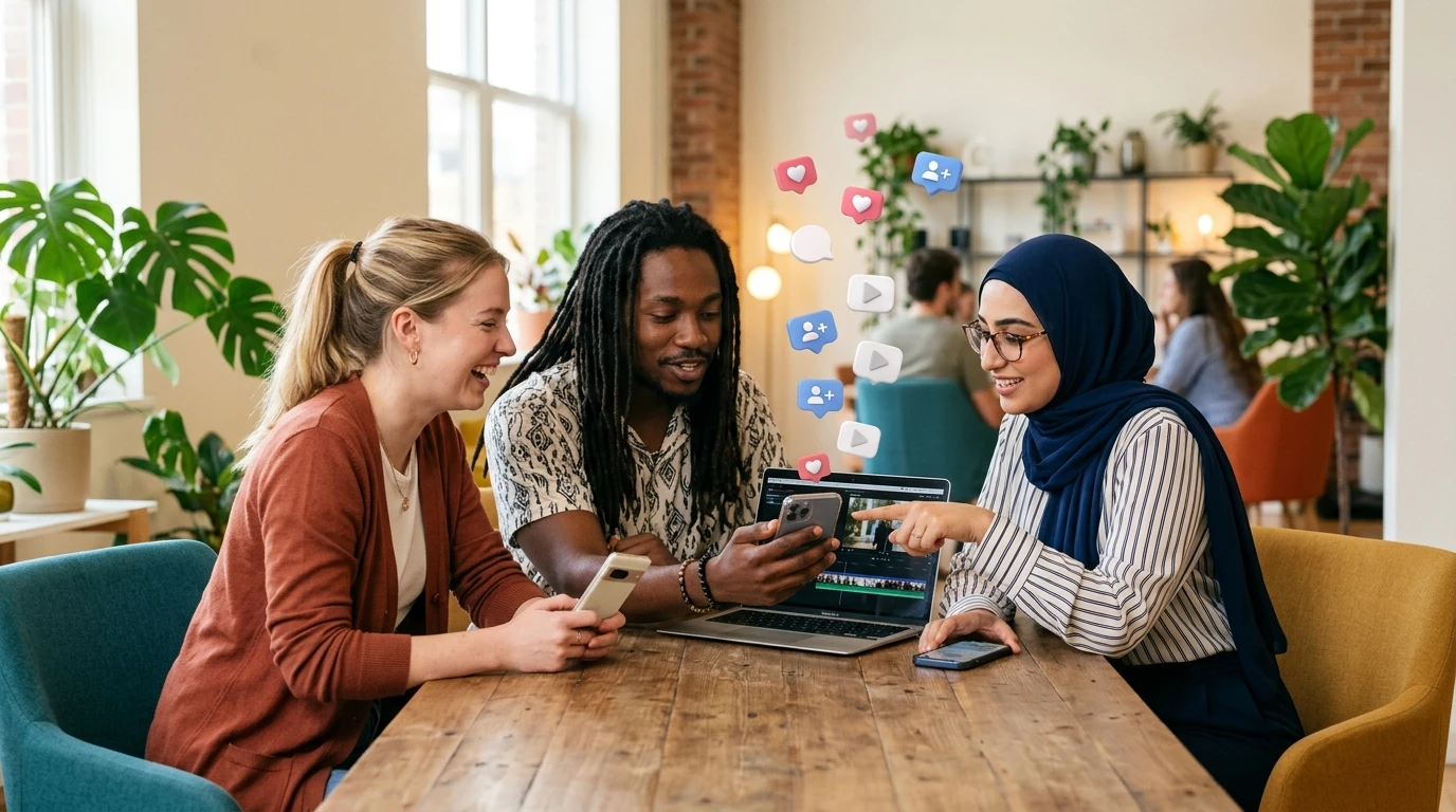 LikeMetrics team of creators planning Instagram growth together